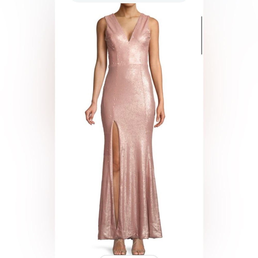 Dress the Population Pink Sequin Gown with Slit